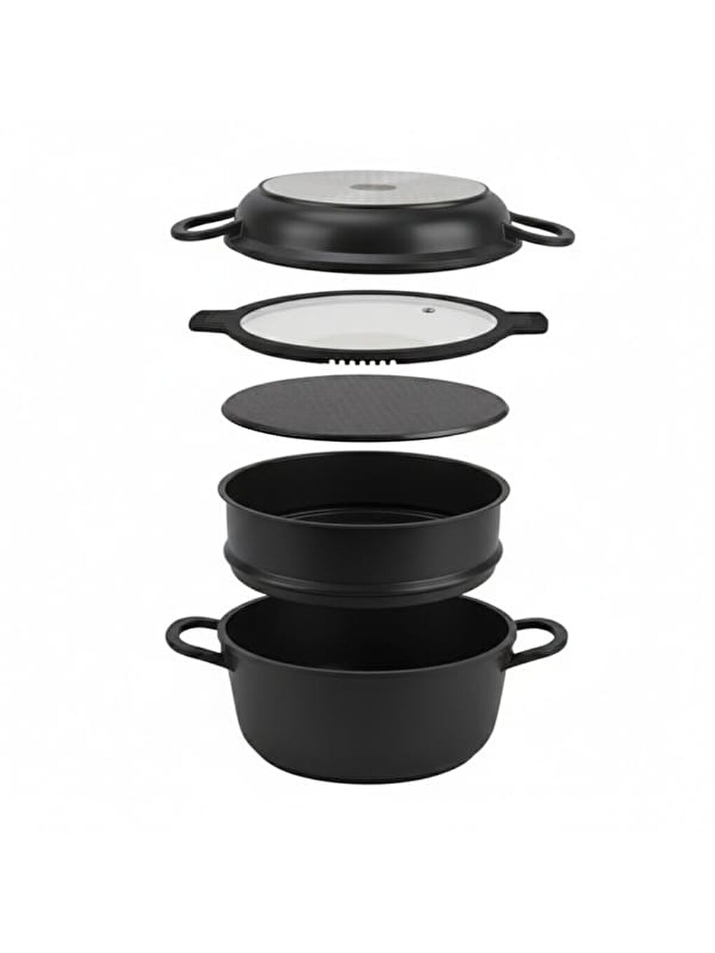 Pienza Alüminyum Tencere Seti - Antrasit / Siyah - 7 Parça-4