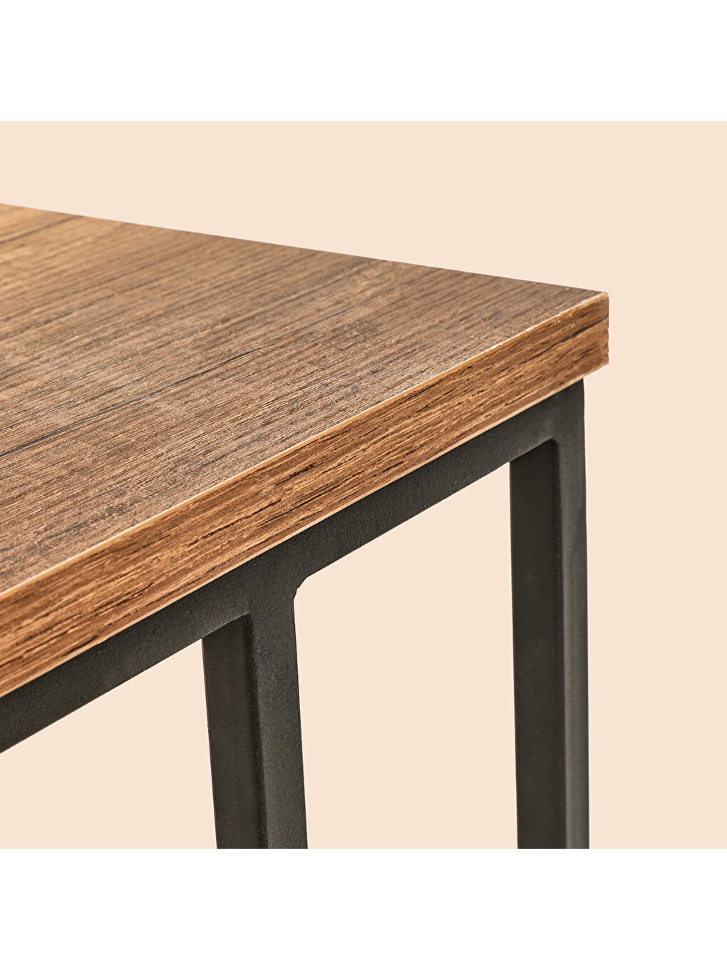 Kahverengi Metal Ayaklı Tekerlekli C Zigon Sehpa - Barok Ceviz - 62x48x41 cm-2