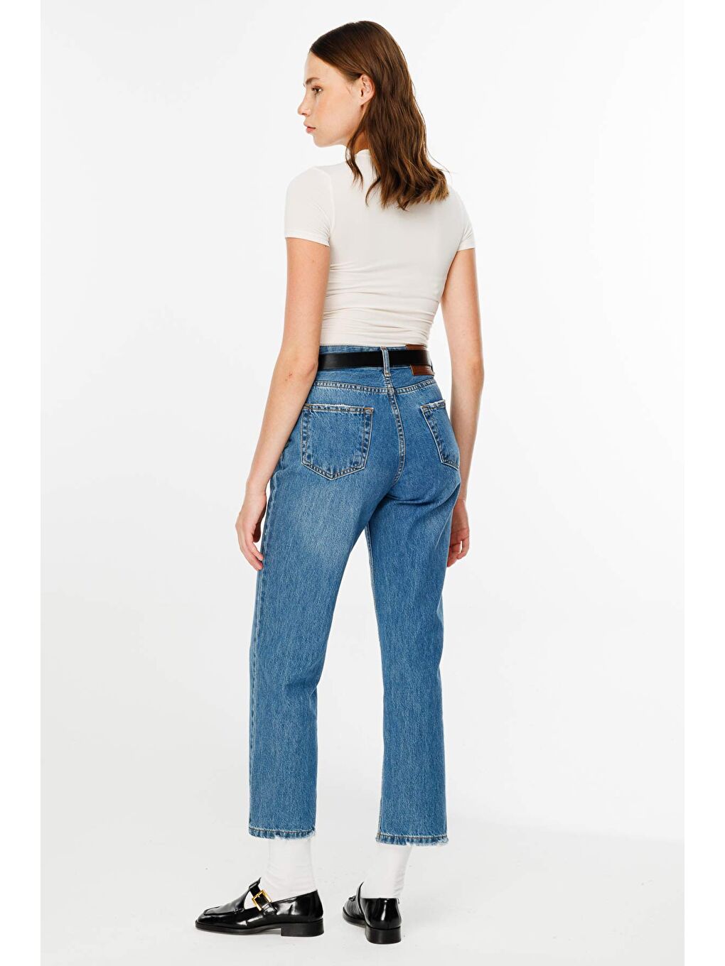 Premium Wide Leg Jean - Koyu Mavi-3