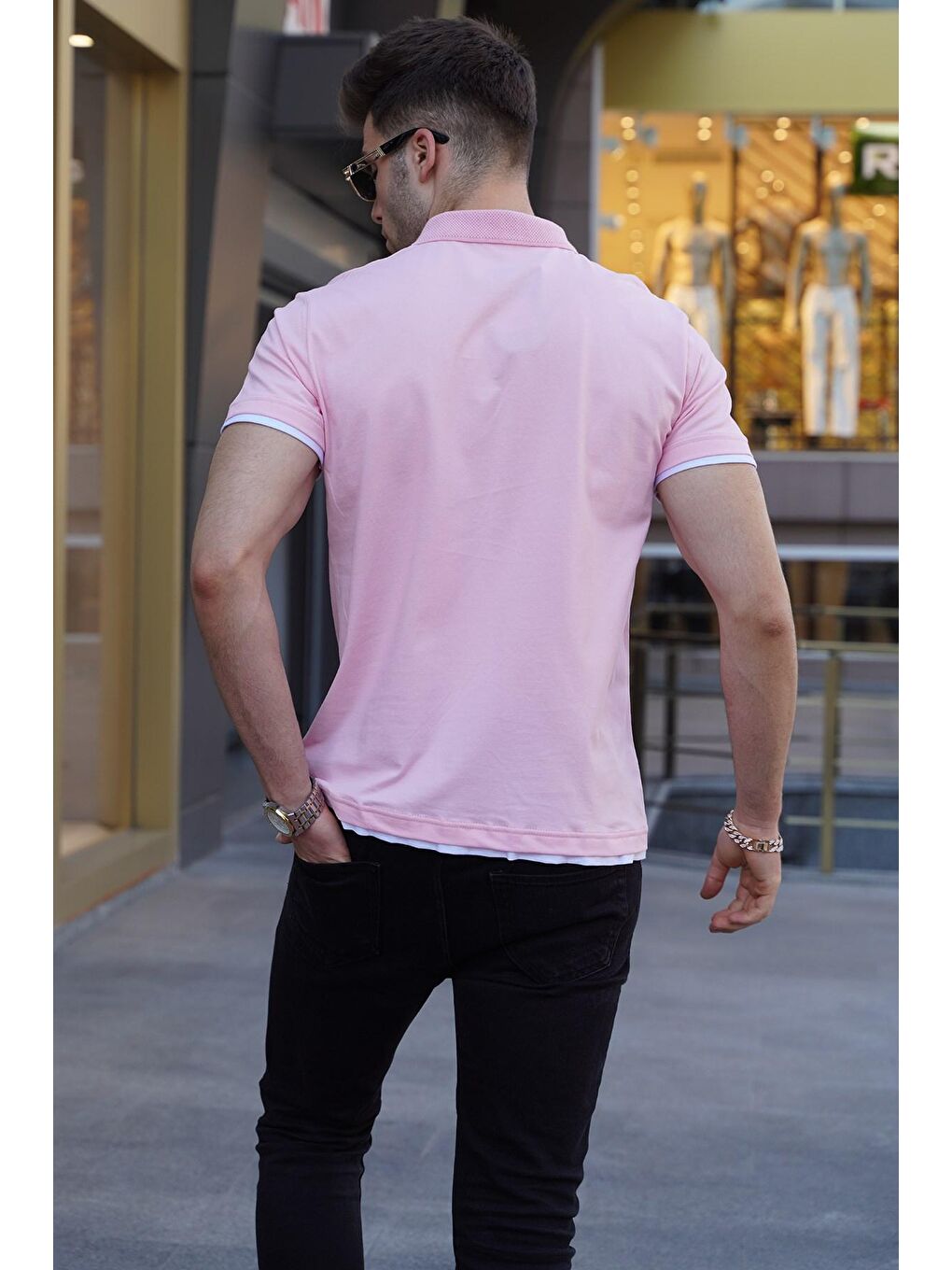 Pembe Basic Polo Yaka Tişört 5885-1
