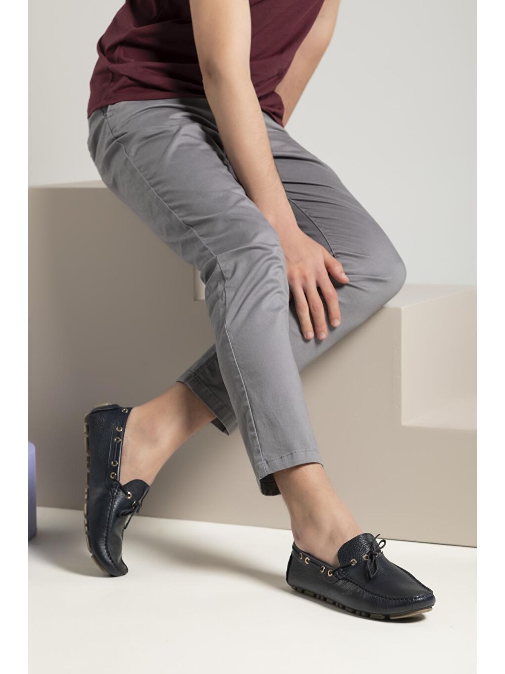 Erkek Hakiki Deri Loafer 131986 N3021 Lacivert