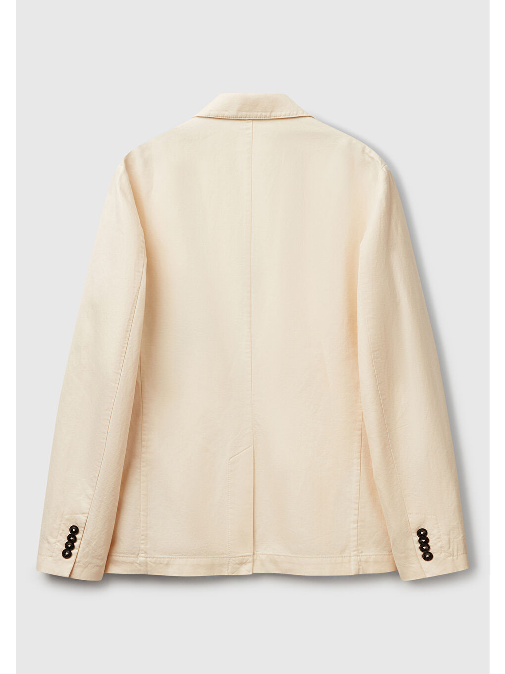 Erkek Bej Keten Karışımlı Biyeli Cep Detaylı Çift Düğmeli Blazer Ceket-3