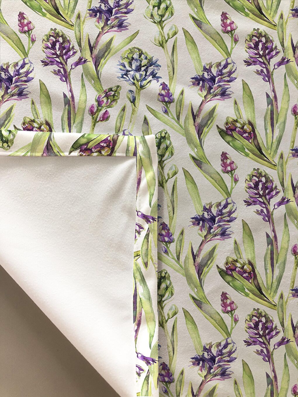 Karışık Lavanta Desenli Masa Örtüsü Beyaz-1