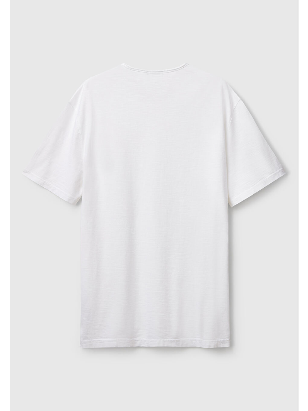 Erkek Beyaz Bisiklet Yaka Slub Tişört-3