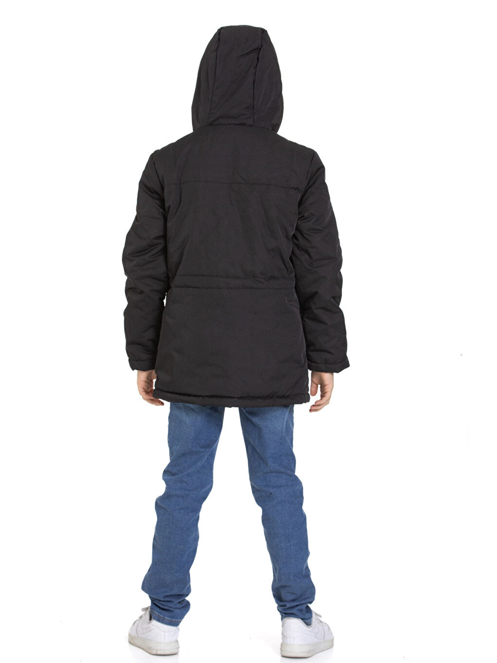 Siyah Cepli Kapüşonlu Erkek Çocuk Mont 4224-4