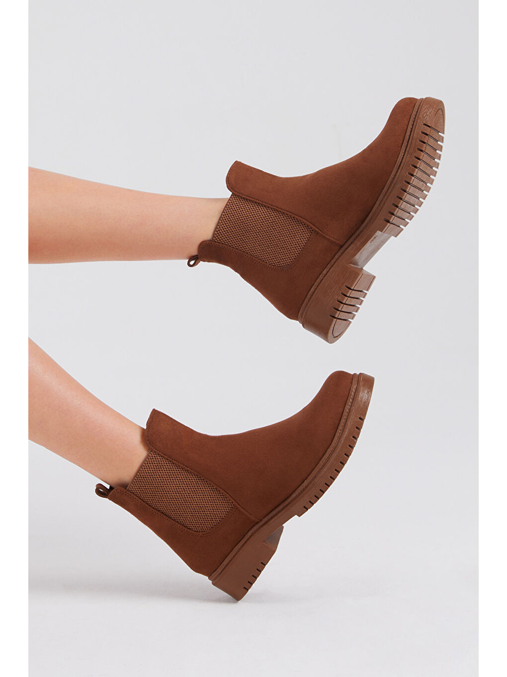 Kahverengi Kadın Taba Süet Rahat Kalıp Lastikli Bot-2