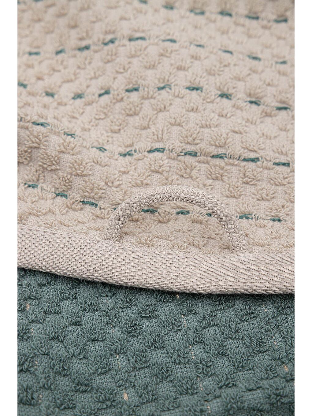 Parla 2'li Mutfak Havlusu %100 Pamuk  Bukle-Bukle Bej-Yeşil 50X70 Cm-3