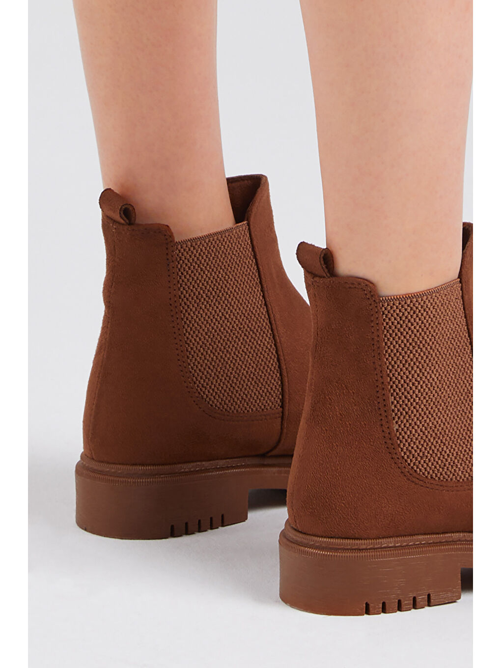 Kahverengi Kadın Taba Süet Rahat Kalıp Lastikli Bot-5