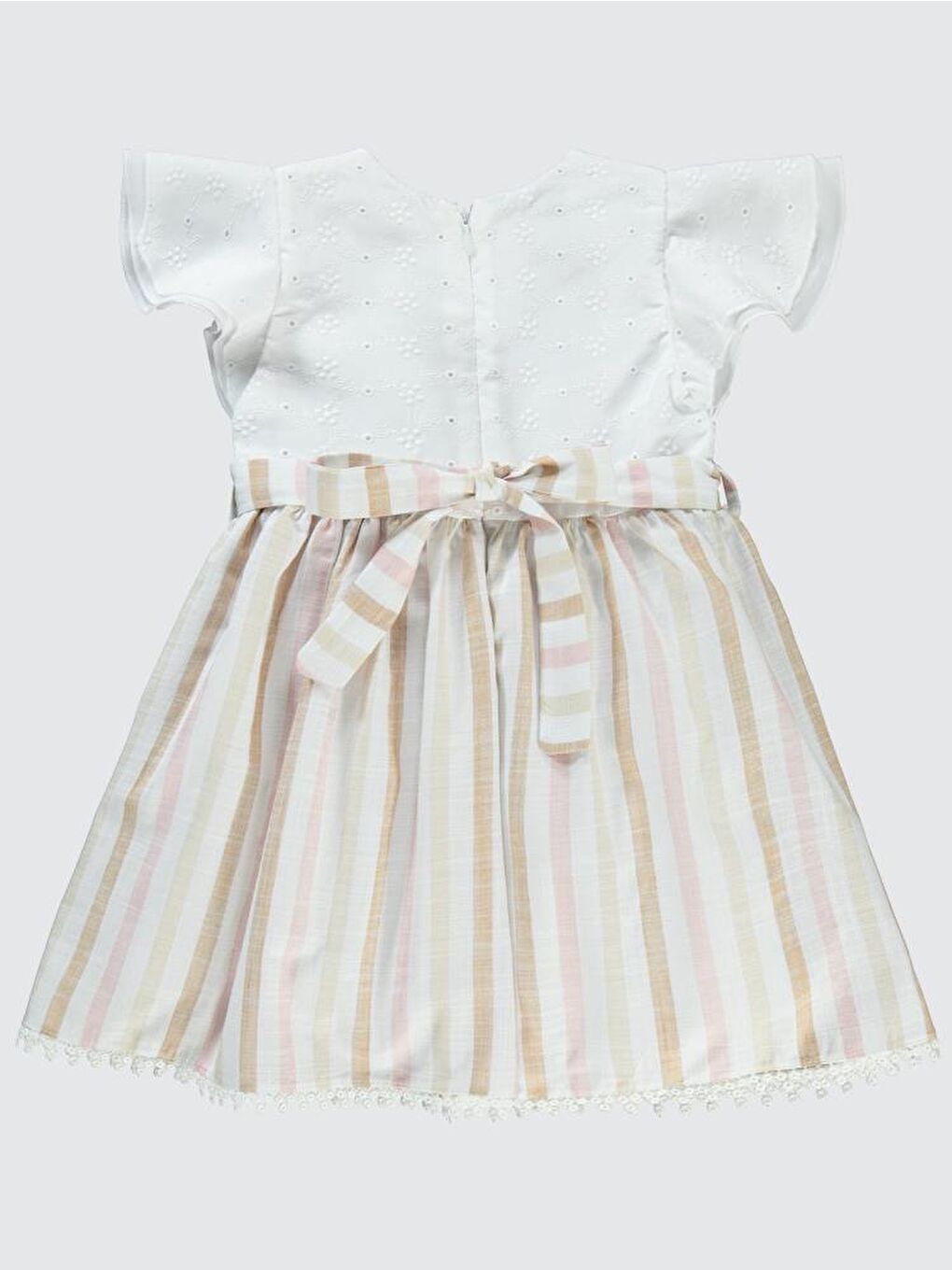 Pembe Girls Robası Brodeli 2-5 Yaş Elbise - Pudra 5-6 Yaş