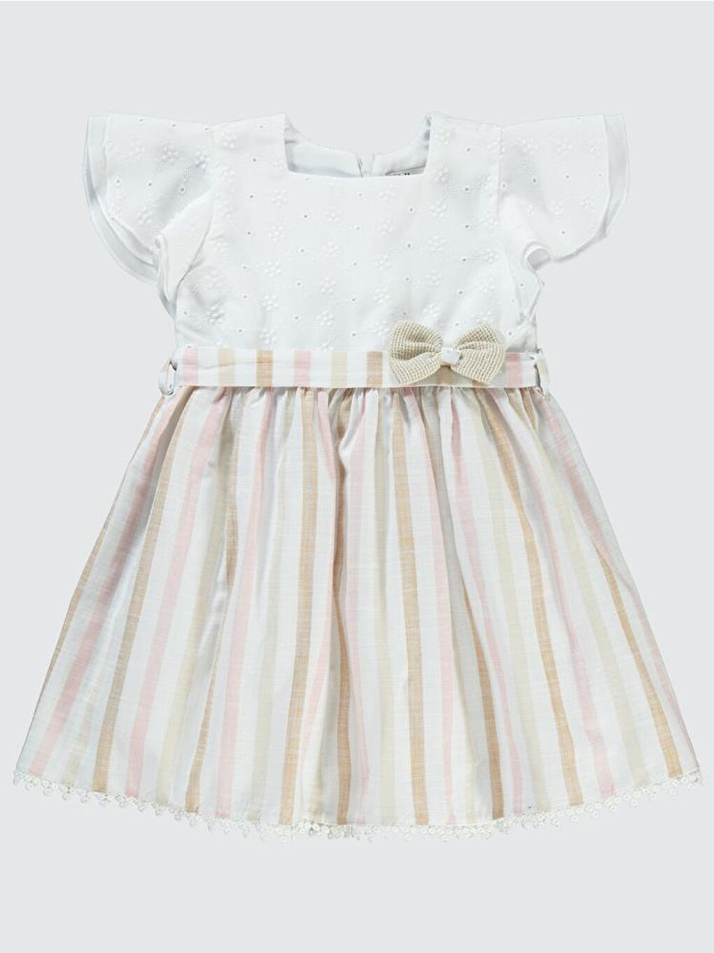 Pembe Girls Robası Brodeli 2-5 Yaş Elbise - Pudra 5-6 Yaş-1