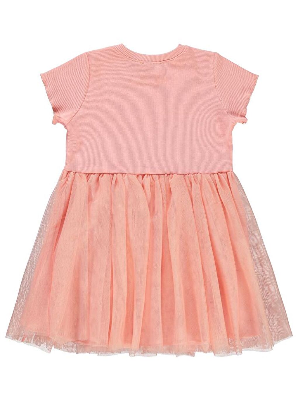 Pembe Girls Kalp Baskılı Tüllü 2-5 Yaş Elbise - Pudra 2-3 Yaş