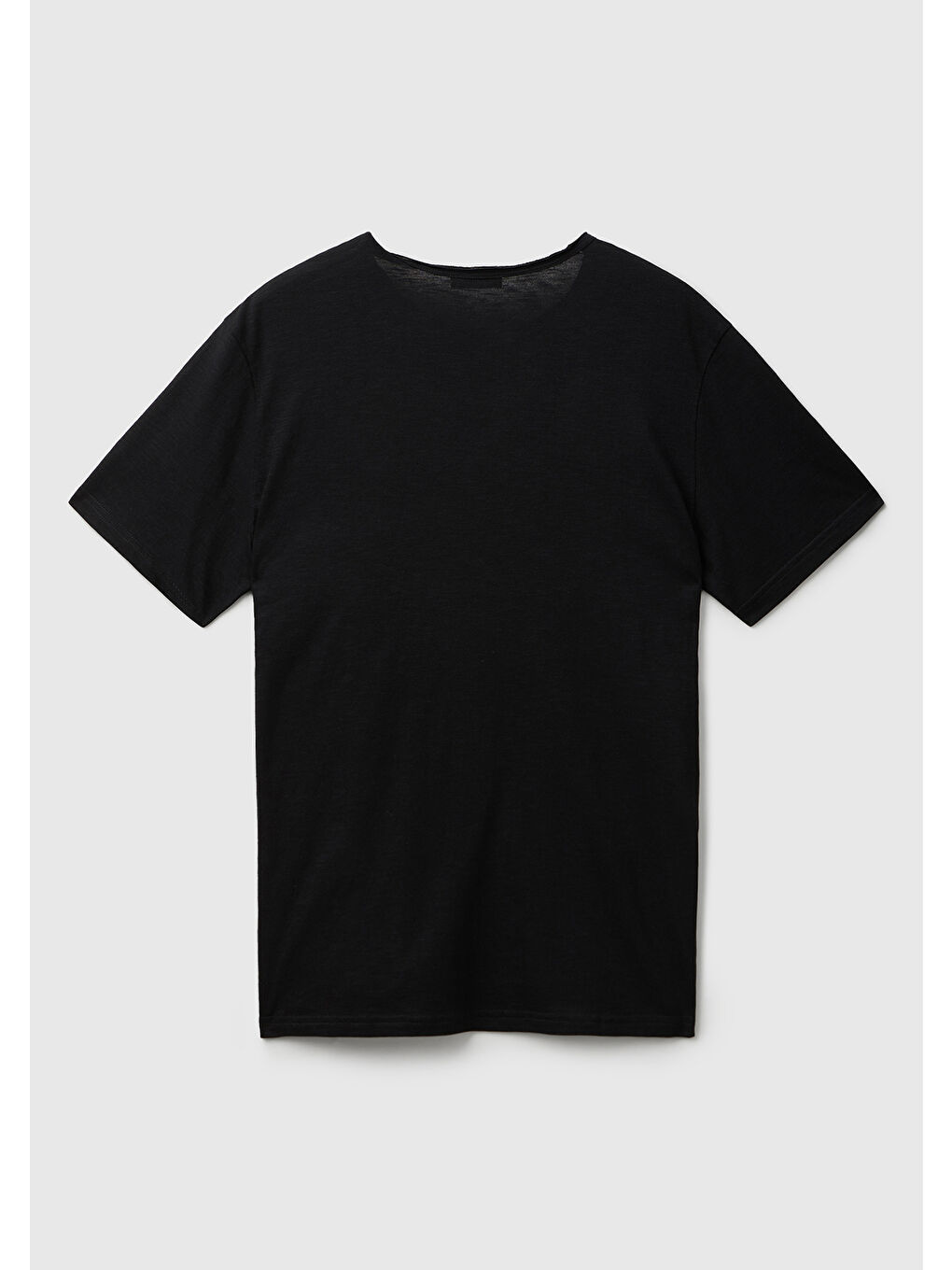 Erkek Siyah Bisiklet Yaka Slub Tişört-3