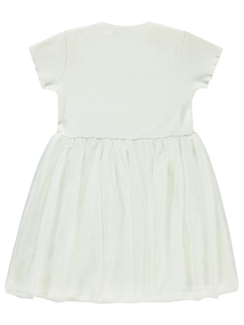 Girls Kalp Baskılı Tüllü 6-9 Yaş Elbise - Ekru 7-8 Yaş-1