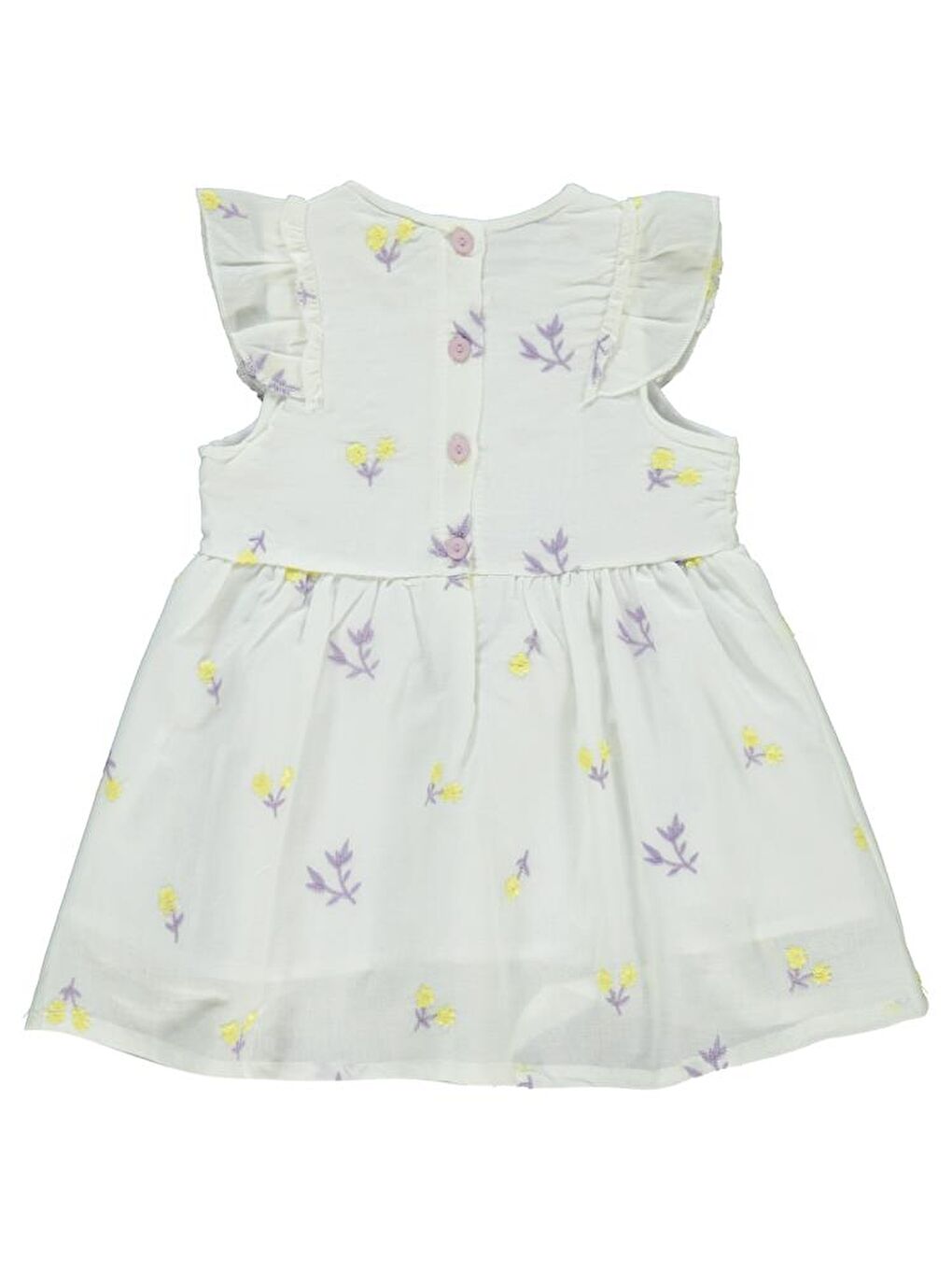 Baby Çiçek Nakışlı 6-18 Ay Elbise - Ekru6-9 Ay