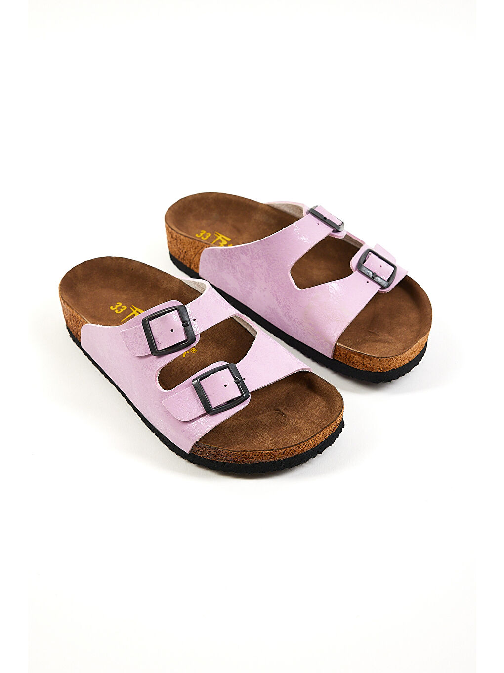 Çocuk Unisex Lila Rahat Kalıp Poli Taban Çift Tokalı Nubuk