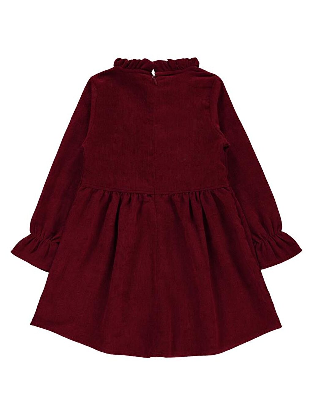 Girls Yaka Fırfırlı 2-5 Yaş Elbise - Bordo 5-6 Yaş-1