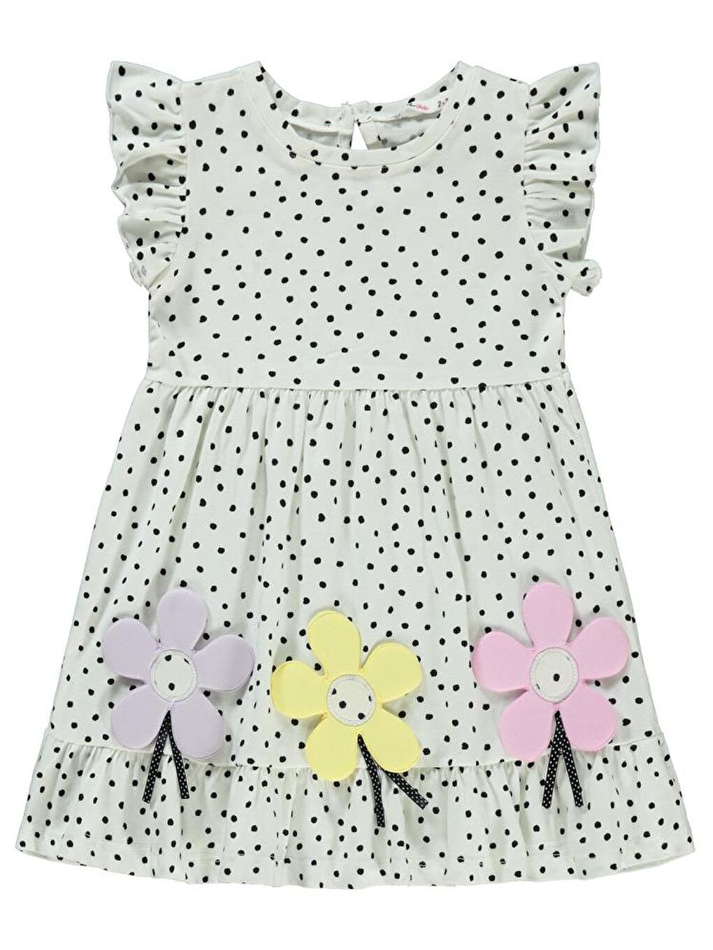 Girls Çiçek Aksesuarlı 2-5 Yaş Elbise - Ekru 4-5 Yaş-1