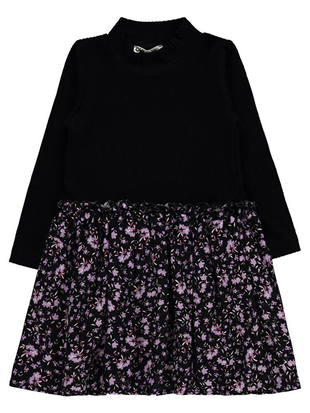 Girls Çiçek Desenli 2-5 Yaş Elbise - Siyah 5-6 Yaş