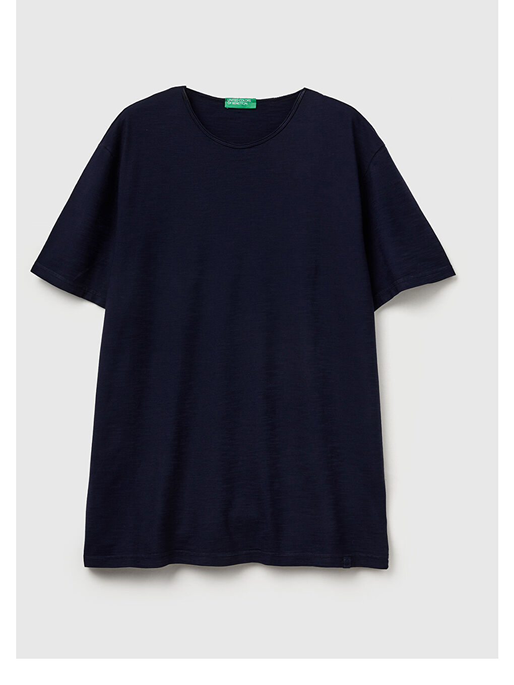 Erkek Lacivert Bisiklet Yaka Slub Tişört-1