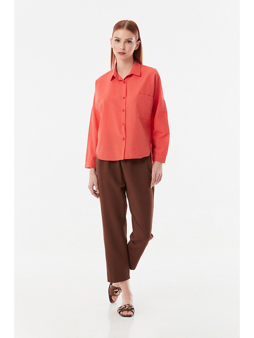 Mercan Tek Cepli Arkası Uzun Gömlek-1