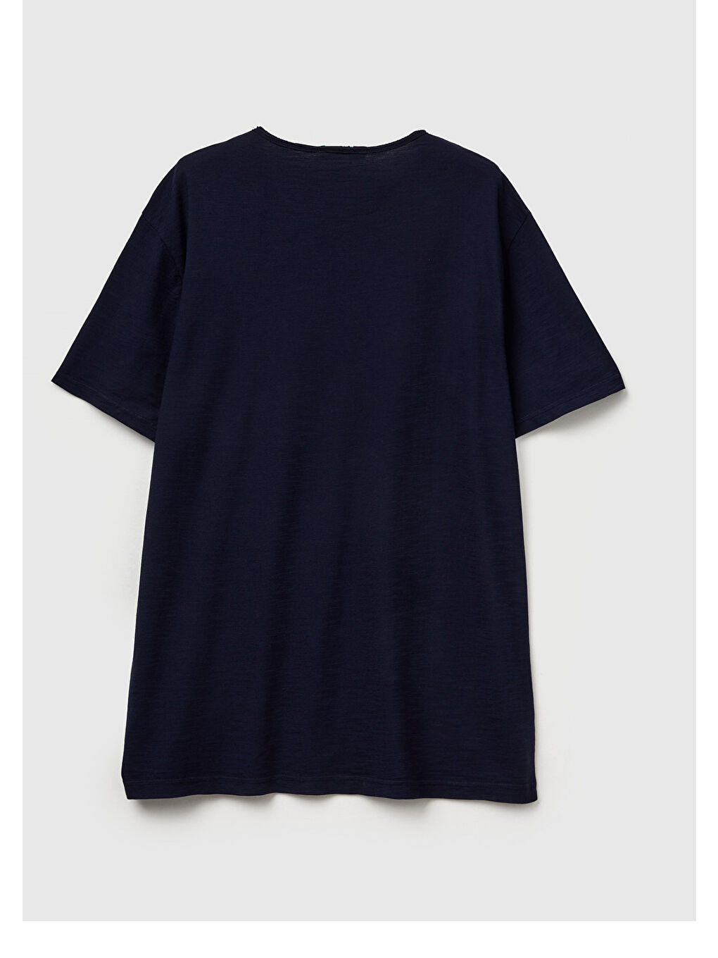 Erkek Lacivert Bisiklet Yaka Slub Tişört-3