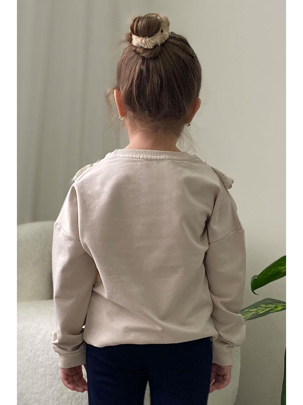 Kız Çocuk Sweatshirt Güpürlü Bej (1.5-4 Yaş)-2