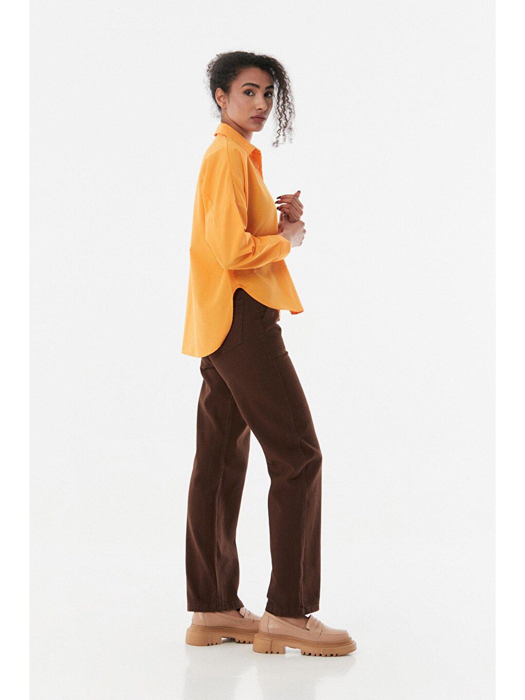 Turuncu Tek Cepli Arkası Uzun Gömlek-2