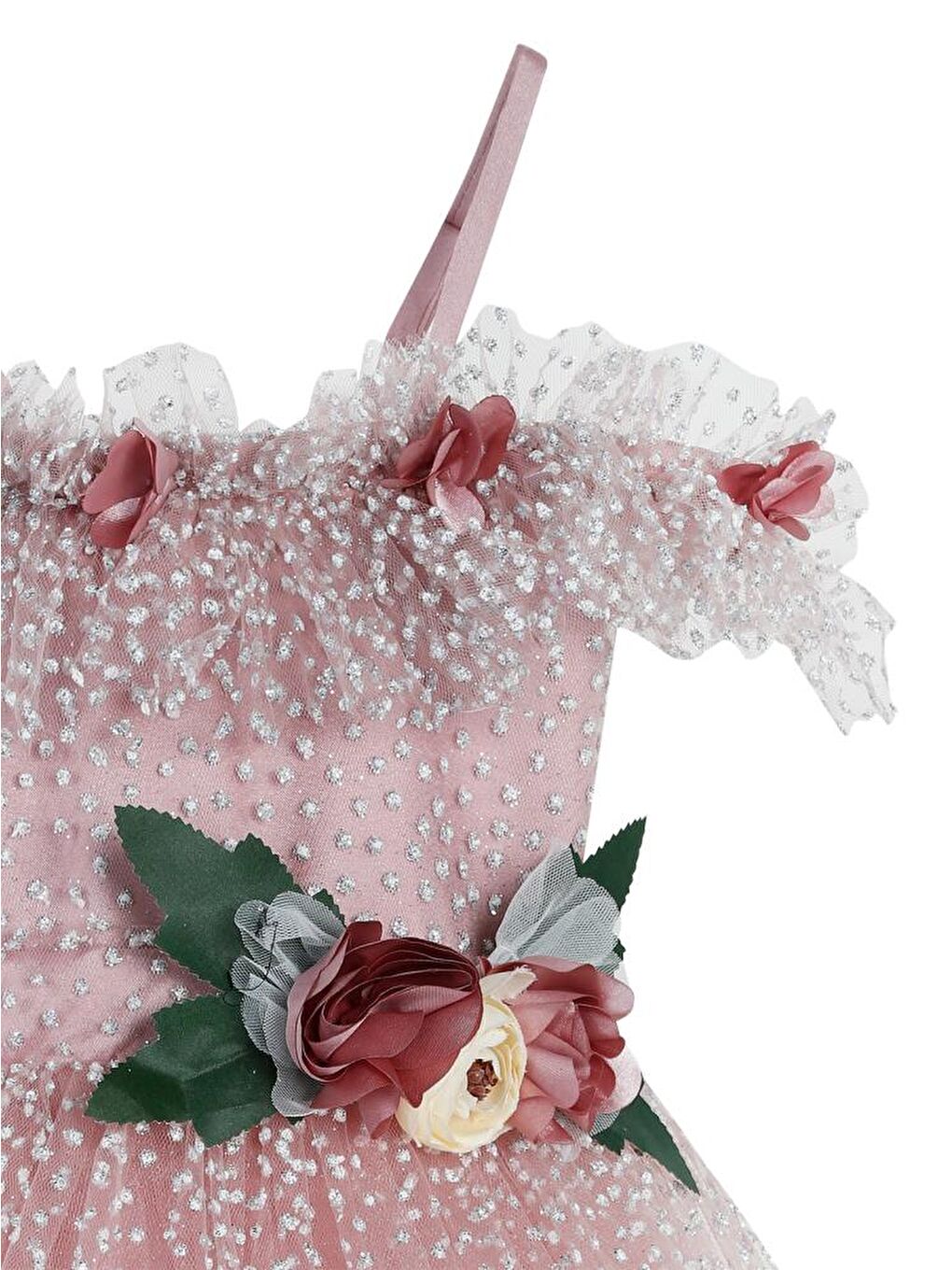 Pembe Girls Çiçek Aksesuarlı 2-5 Yaş Abiye - Pudra3-4 Yaş-2
