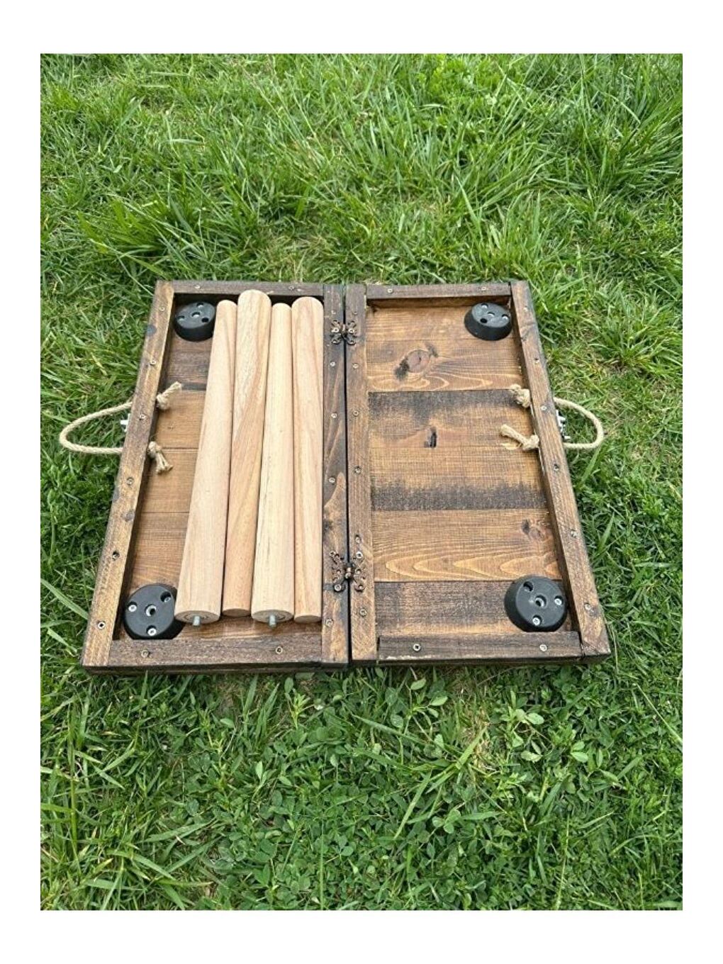 Katlanir Kamp Masası,ahşap Piknik Masası, Balkon Masası, Mutfak Masası 50x50x50 Kahverengi-3