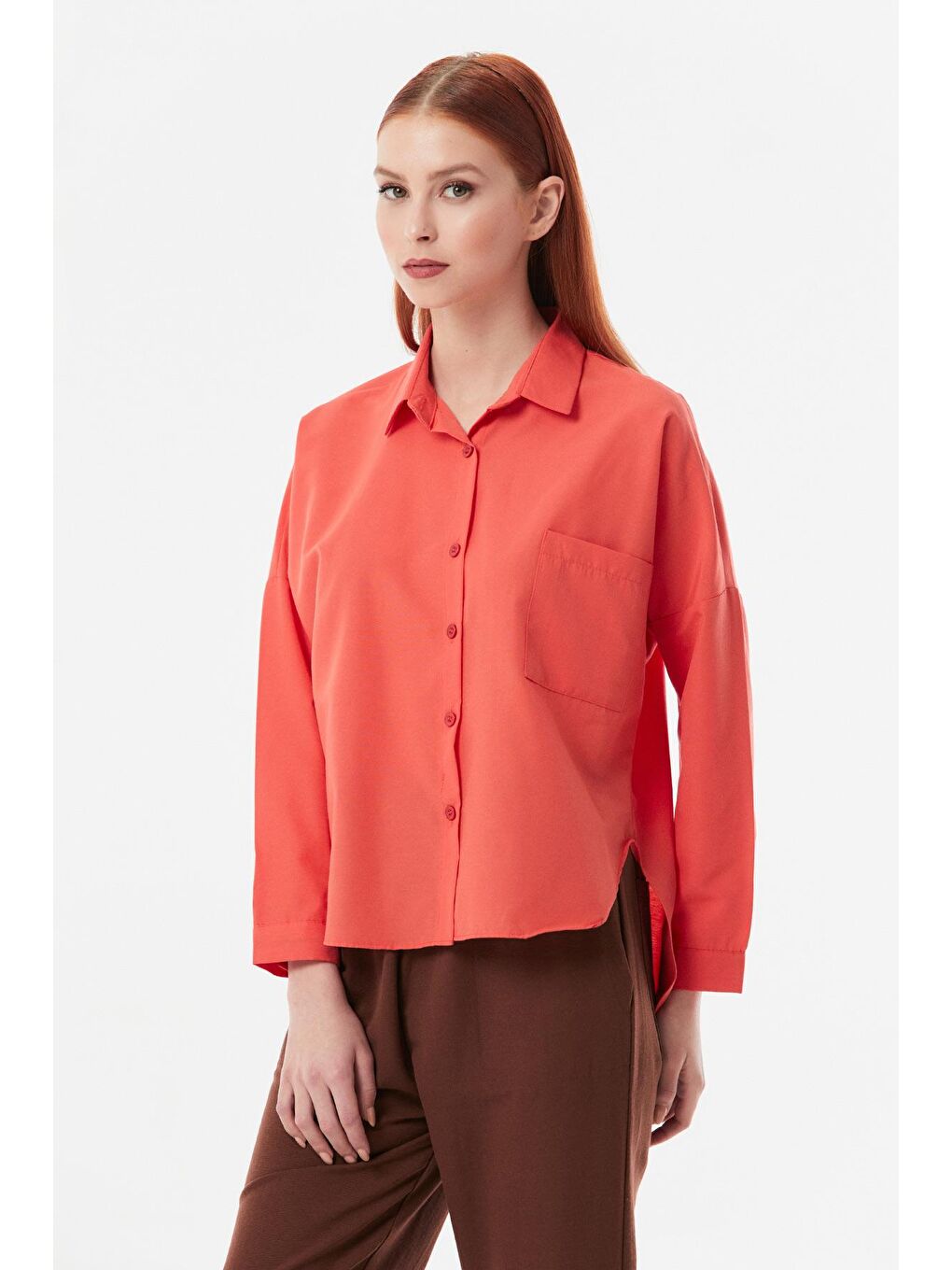 Mercan Tek Cepli Arkası Uzun Gömlek-4