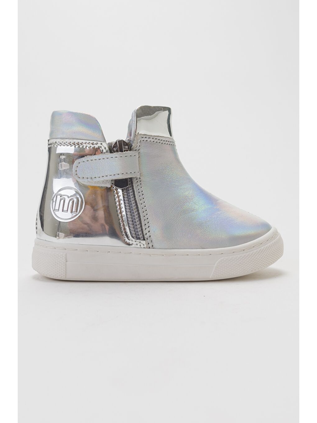 Gri Kız Çocuk Gümüş Hakiki Deri Çocuk Bot-3