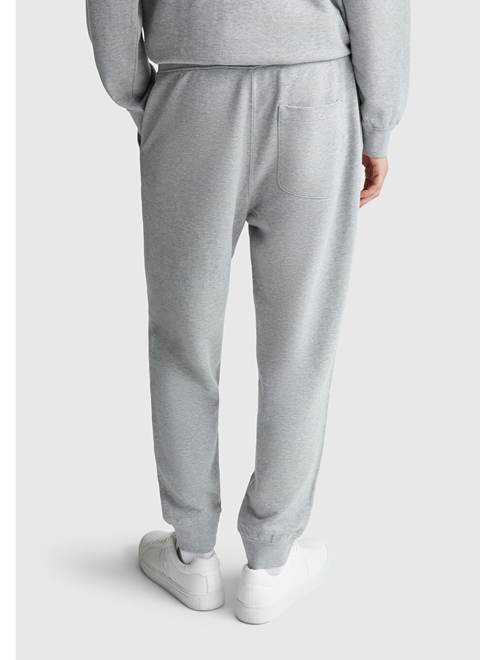 Gri Melanj %100 Pamuk Yanları Cepli Arkası Cep Detaylı Erkek Jogger Eşofman Altı-2