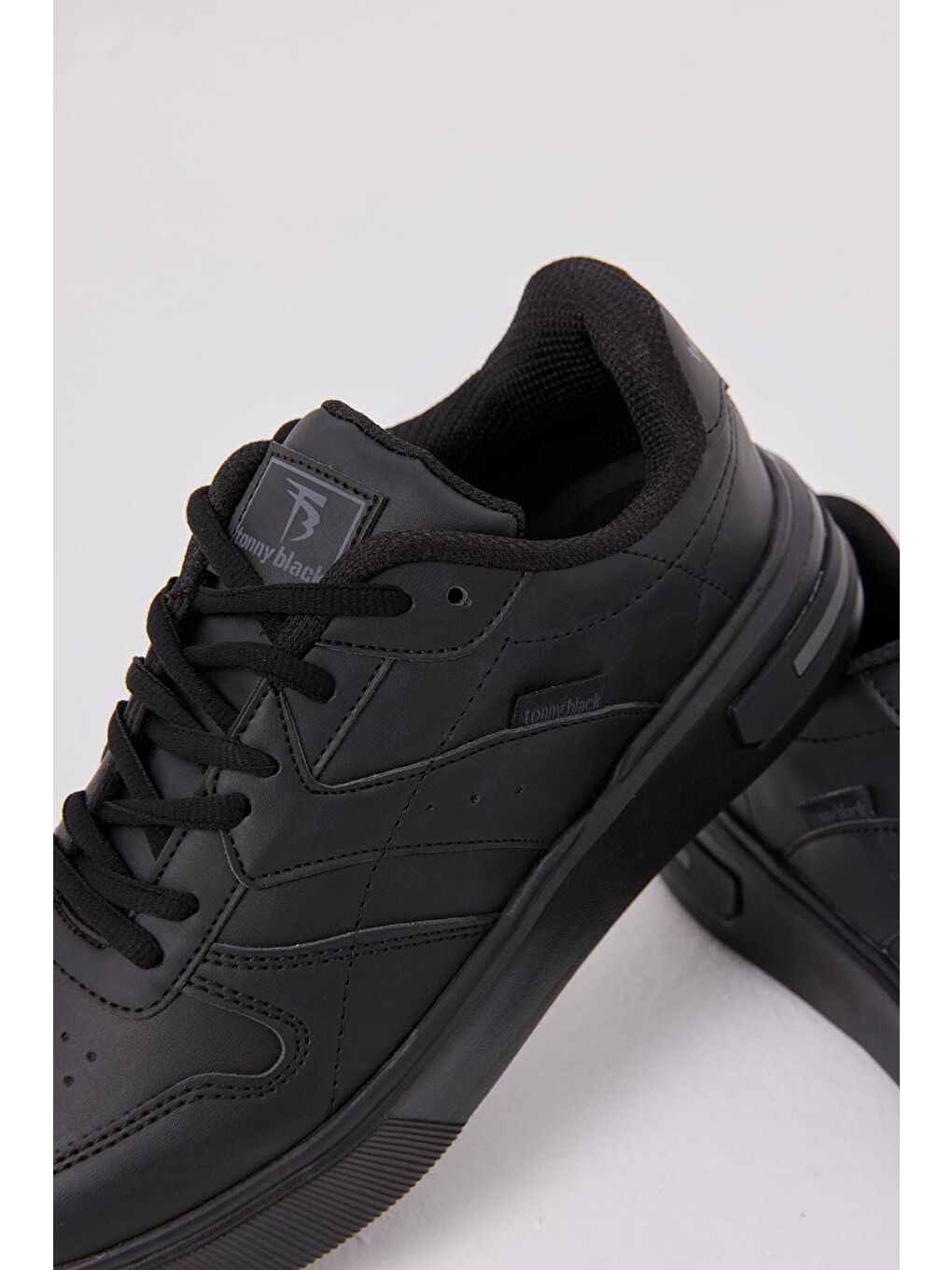 Erkek Siyah Faylon Taban Bağcıklı Spor Ayakkabı-2