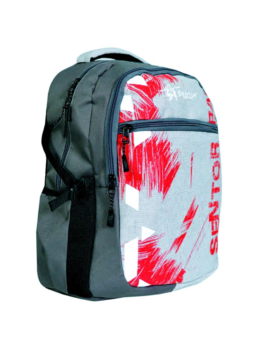 SN-511 Laptop Bölmeli Okul Sırt Çantası 3 Bölmeli Gri