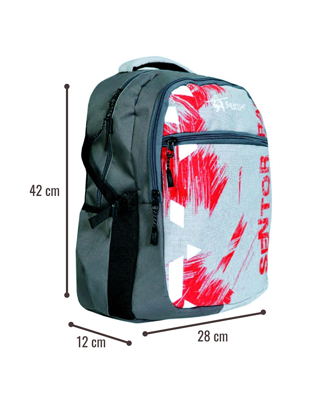 SN-511 Laptop Bölmeli Okul Sırt Çantası 3 Bölmeli Gri-3