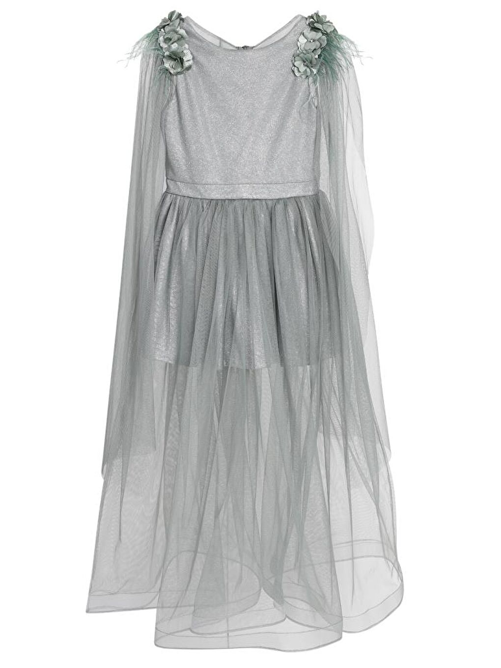 Girls Şal Kollu 6-14 Yaş Abiye - Yeşil8-9 Yaş-1