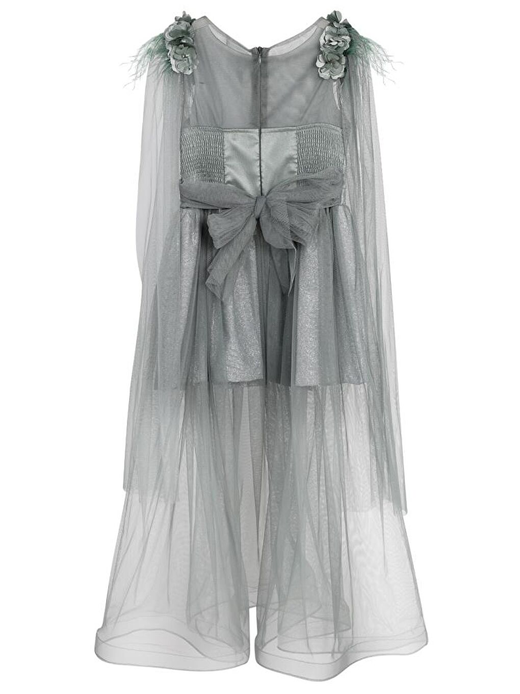 Girls Şal Kollu 6-14 Yaş Abiye - Yeşil8-9 Yaş-2