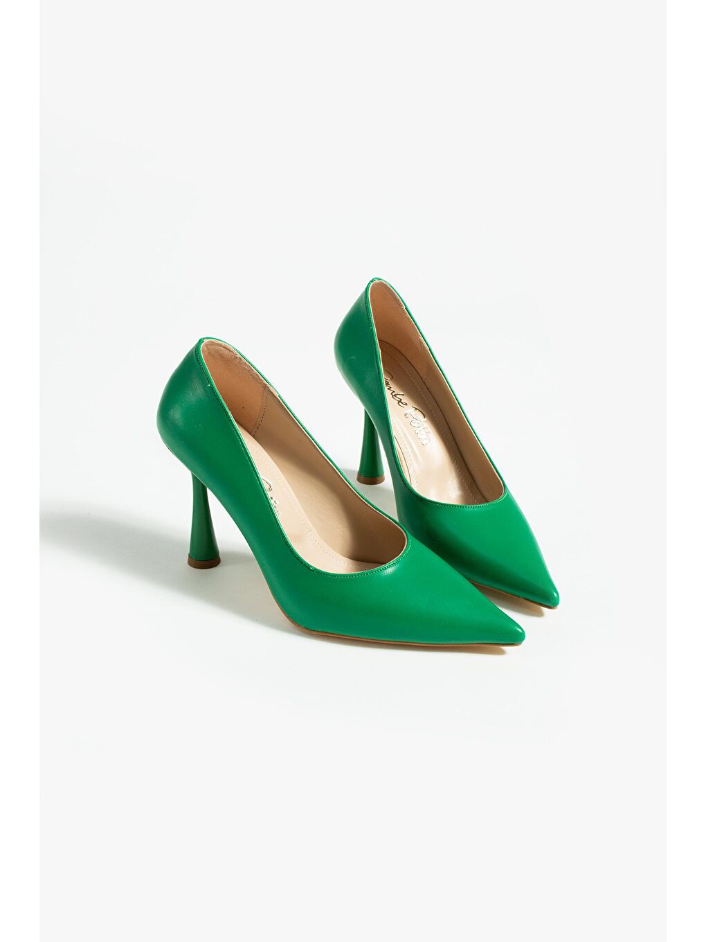 Yeşil Sivri Burun Kadeh Topuklu Kadın Ayakkabı 017-1450-22Cilt-3