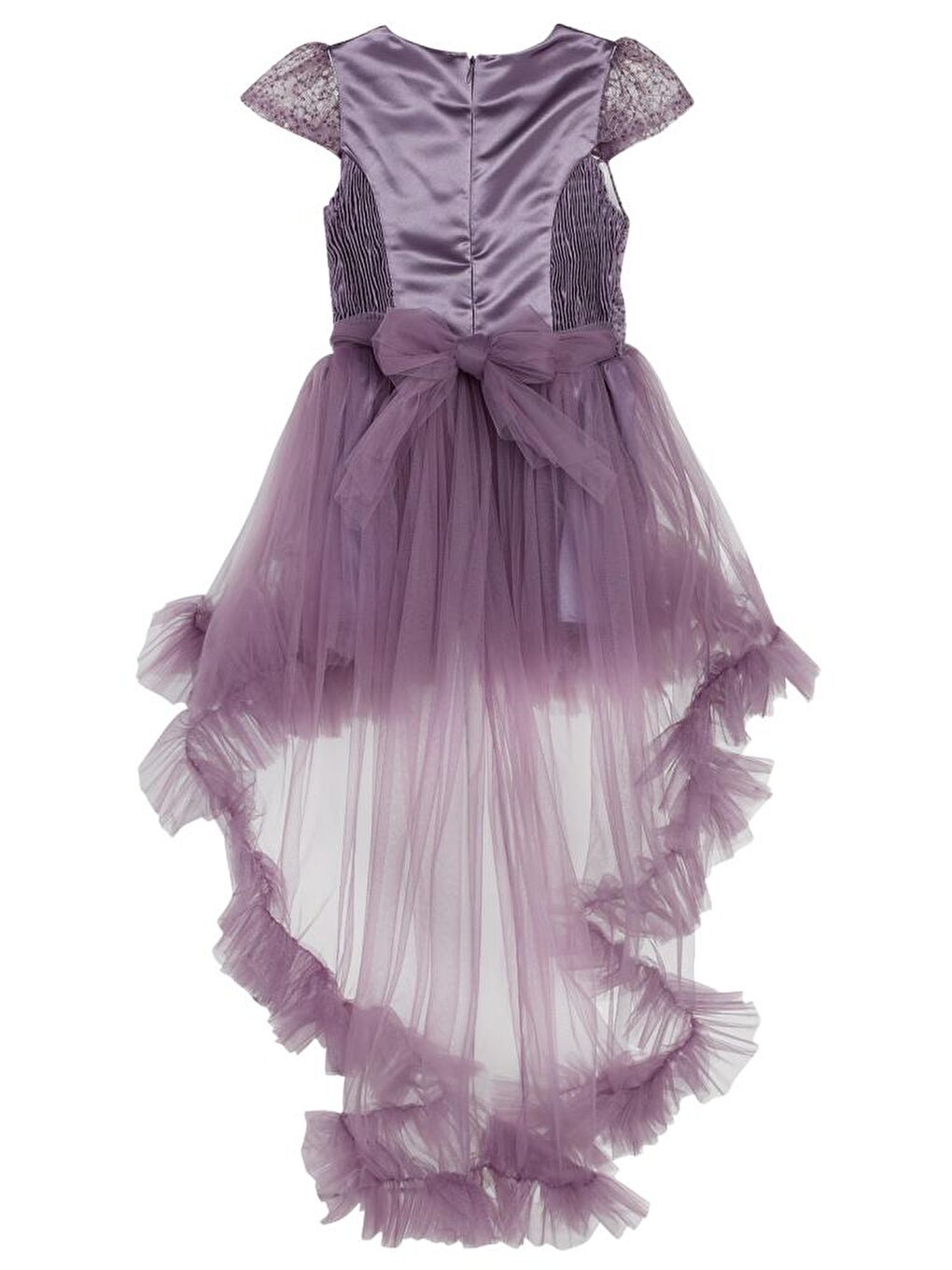 Mor Girls Robası Tüylü Kuyruklu 6-14 Yaş Abiye - Lila 12-13 Yaş-1