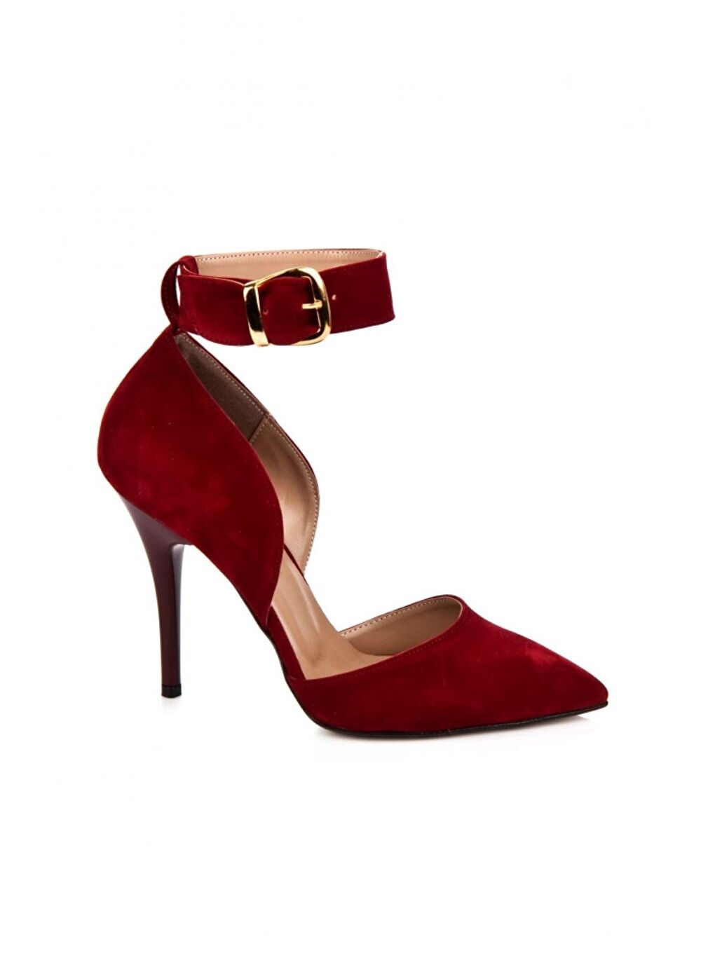 Bordo Süet Kadın Topuklu Ayakkabı K654073302-3