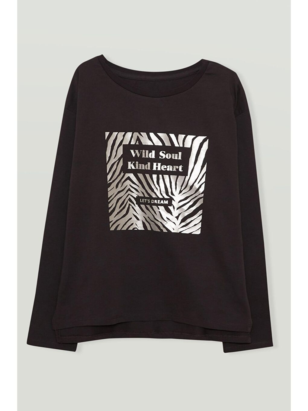 Siyah Uzun Kollu Baskılı Kız Çocuk Sweatshirt