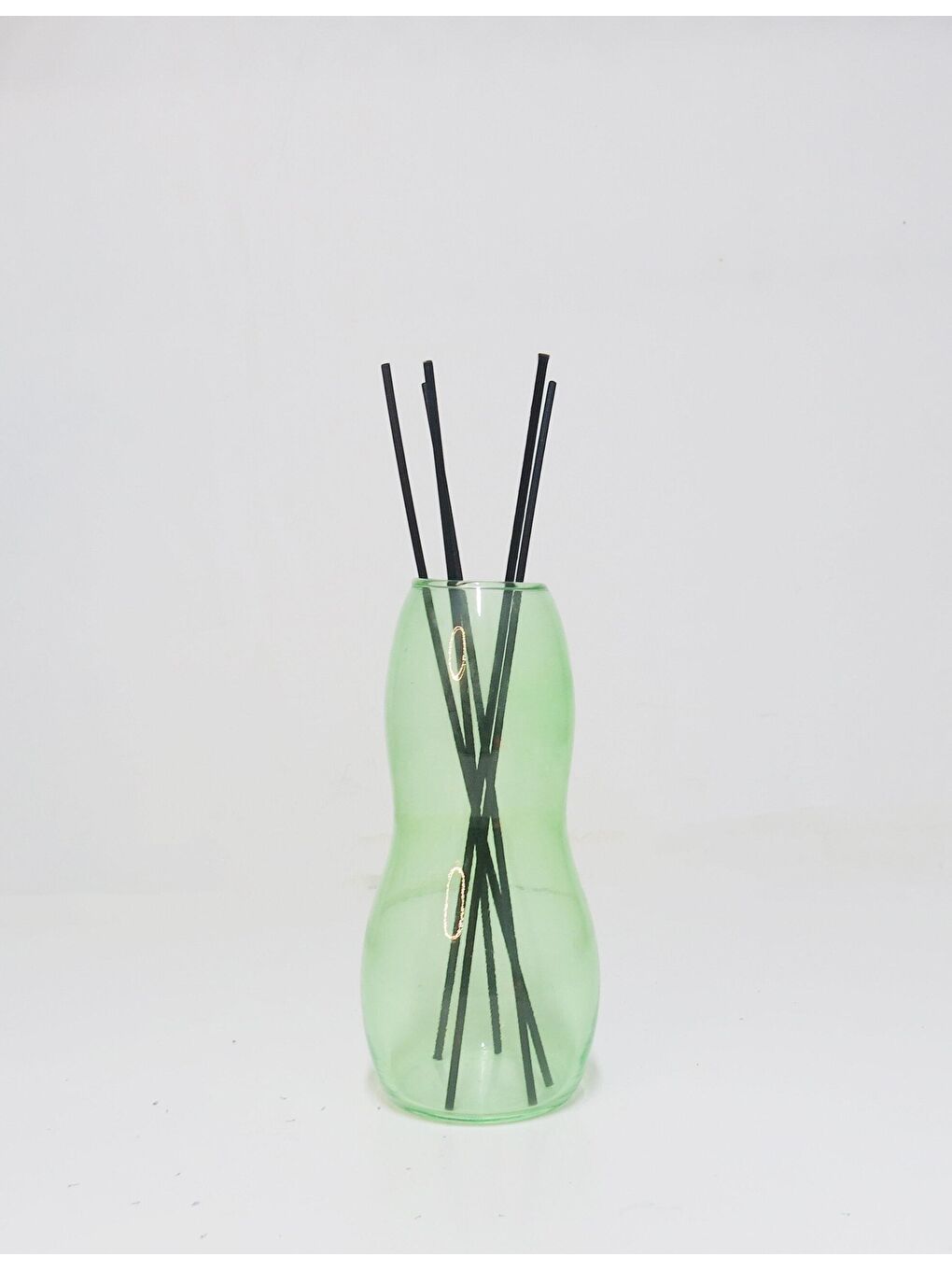 El Yapımı Yeşil Üfleme Boğumlu Cam Vazo (17 cm)-2