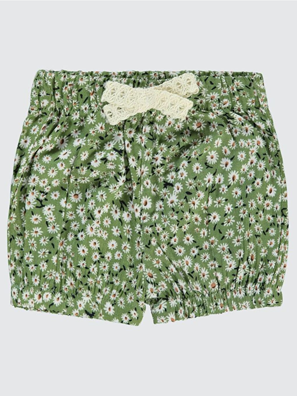 Baby Çiçek Empirmeli 6-18 Ay Şort - Haki 12-18 Ay