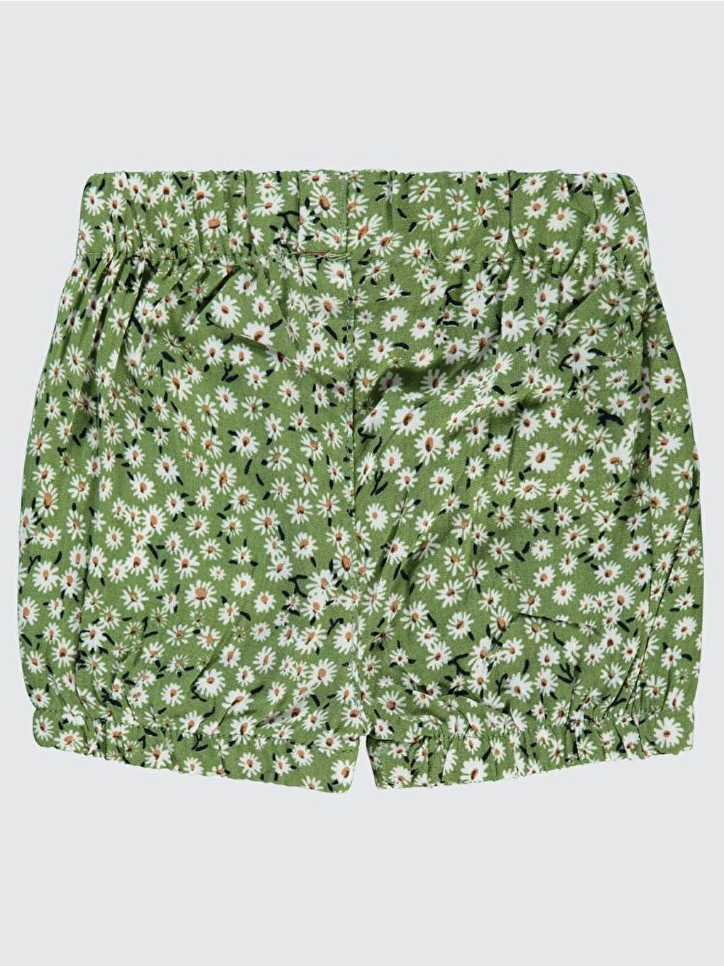Baby Çiçek Empirmeli 6-18 Ay Şort - Haki 12-18 Ay-1