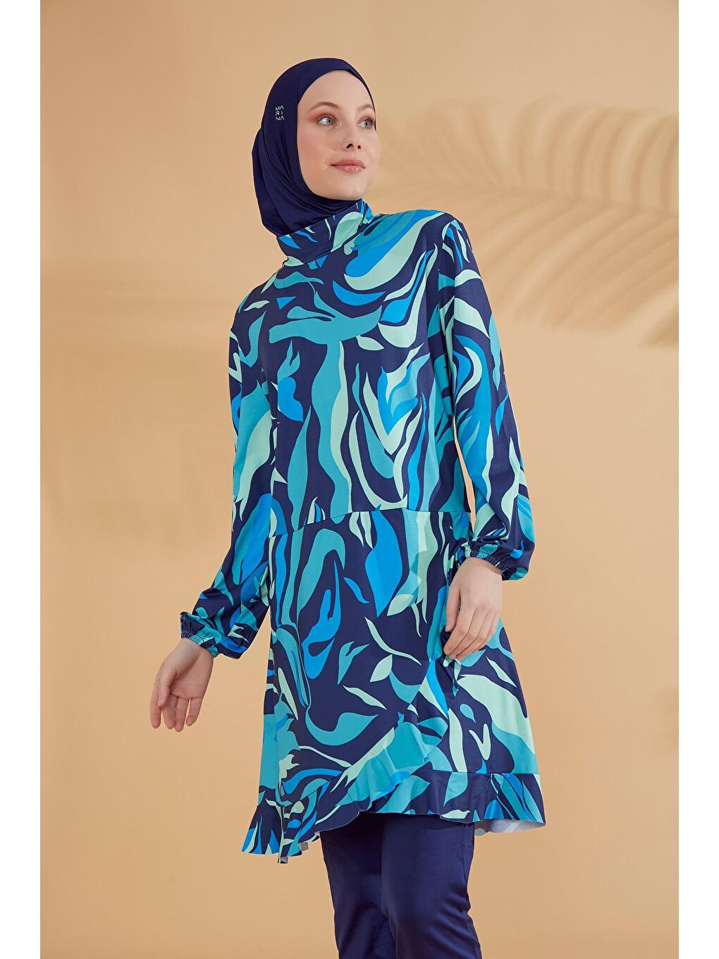 Lacivert Tam Kapalı Tesettür Mayo M2334-3
