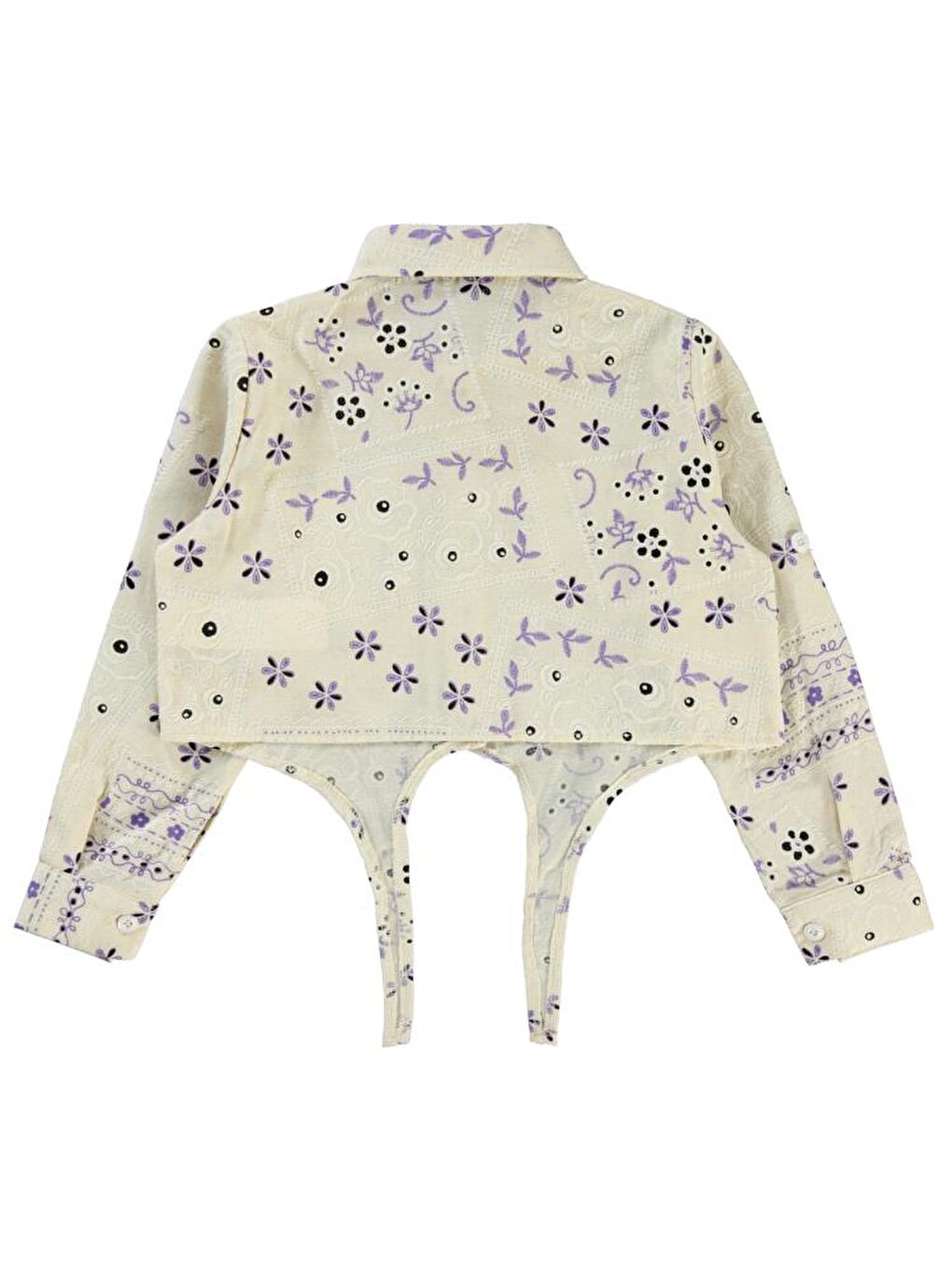 Girls Çiçek Baskılı 6-9 Yaş Gömlek - Lila8-9 Yaş