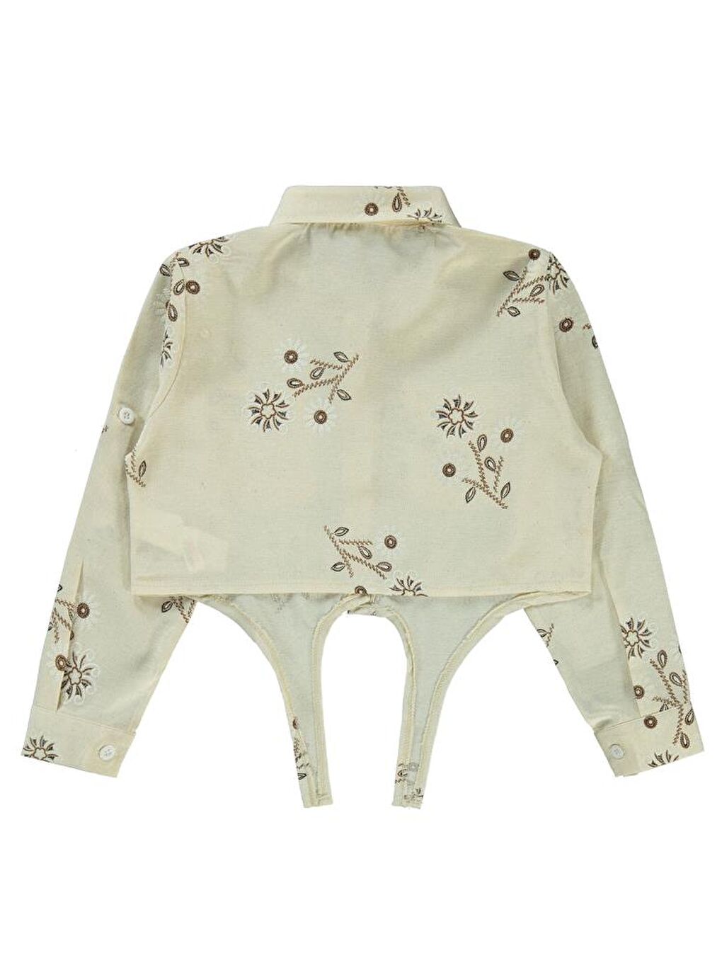 Girls Büyük Çiçek Baskılı 10-13 Yaş Gömlek - Kahverengi 12-13 Yaş-1