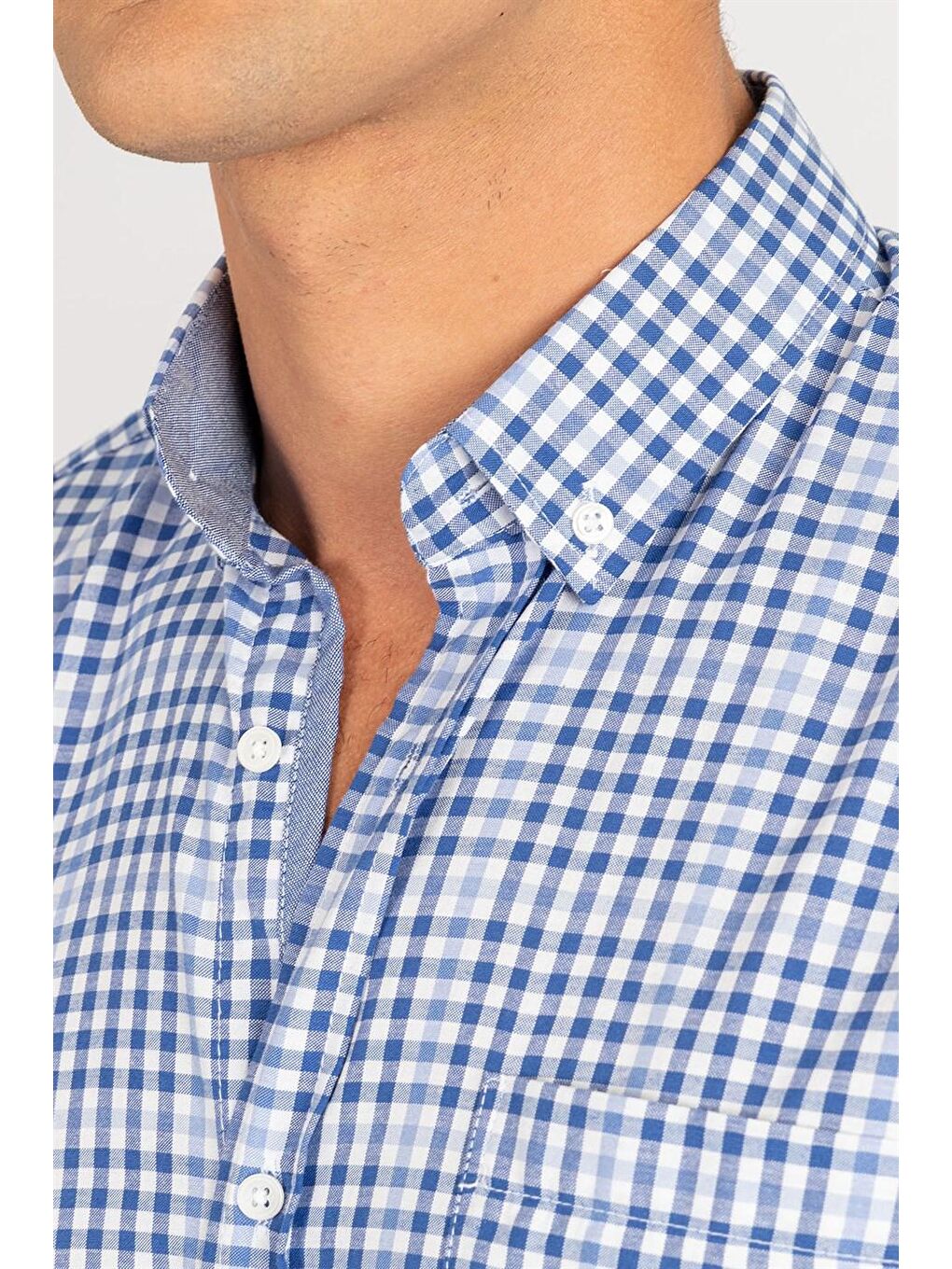 Siyah Klasik Fit Kısa Kol Pamuklu Kolay Ütü Ekose Erkek Renkli Gömlek-2