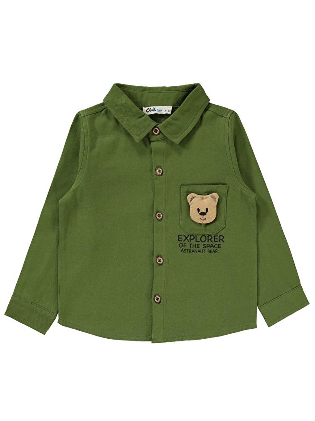 Boys Explorer Ayıcık Cepli 2-5 Yaş Gömlek - Haki 4-5 Yaş