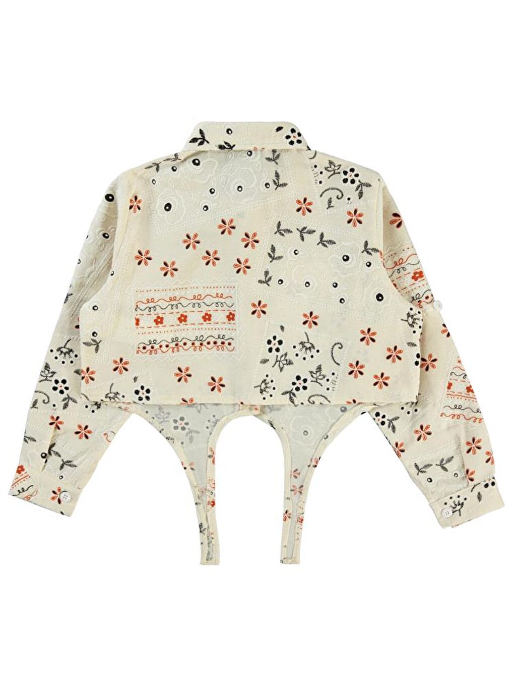 Girls Çiçek Baskılı 10-13 Yaş Gömlek - Kahverengi10-11 Yaş-1